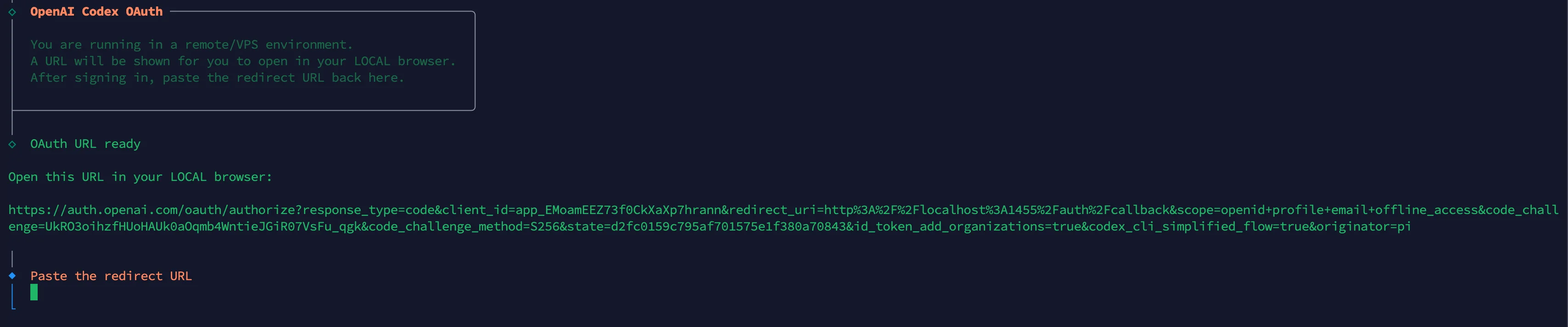 Ссылка для авторизации через OAuth